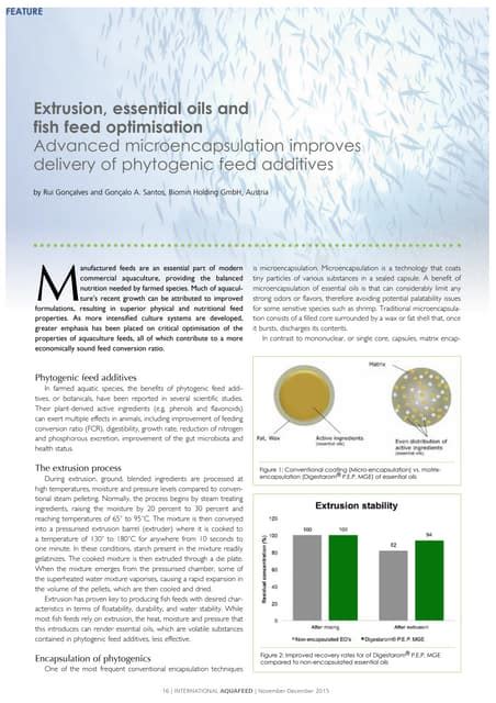 Extrusion, essential oils and fish feed optimisation - Advanced ...