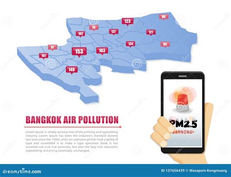 Map of Bangkok the Capital of Thailand. Warning about PM2.5 Dust in ...