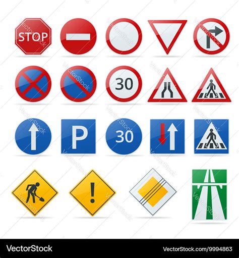 European traffic signs collection signs of danger Vector Image