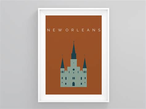 New Orleans Art Deco Travel Posters St Louis Cathedral Land - Etsy