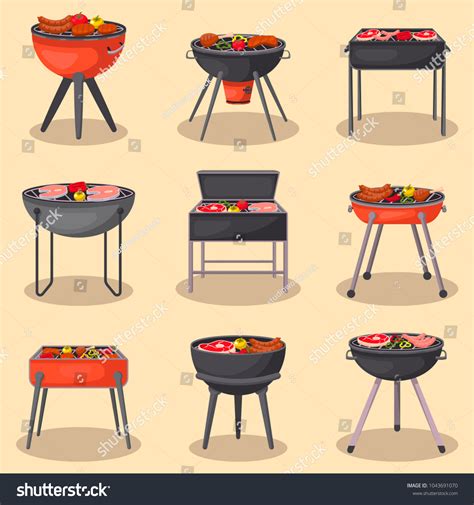 Different Types Barbecue Grills Isolated Set Stock Vector (Royalty Free ...