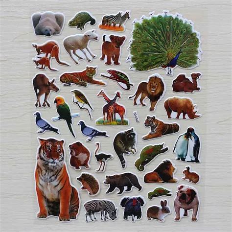 Large Cute Wildlife Wild Safari Park Animals Scrapbooking Bubble Puffy ...