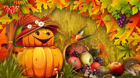 Autumn Leaves With Pumpkins Wallpapers - Wallpaper Cave