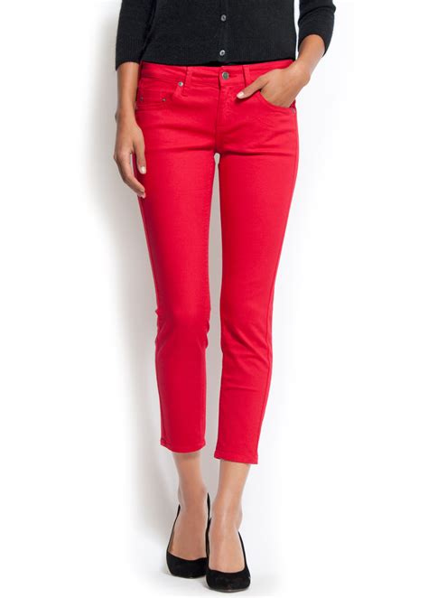 Lyst - Mango Capri Jeans in Red