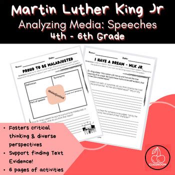 Famous MLK Jr. Speeches No Prep Writing/Reading Activity - Black ...