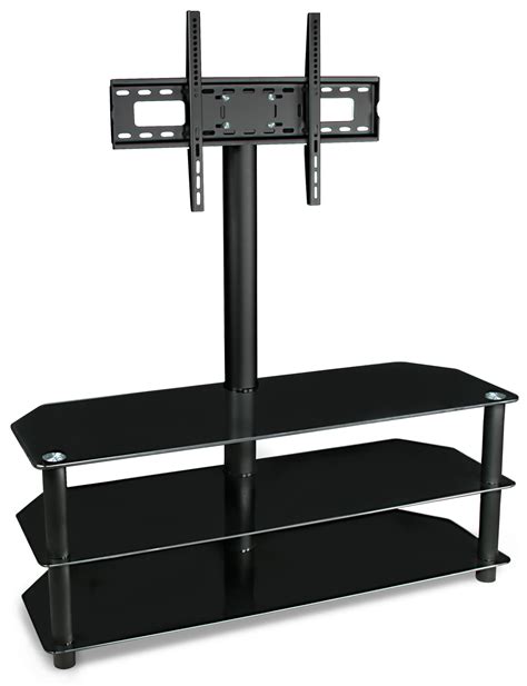 Mount-it! TV Stand with Mount and Glass Shelving, Living Room ...