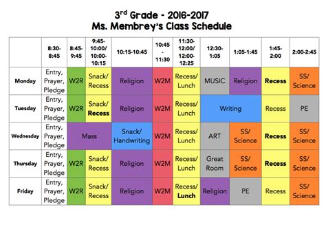 Daily Class Schedule – 3rd Grade Monkeys