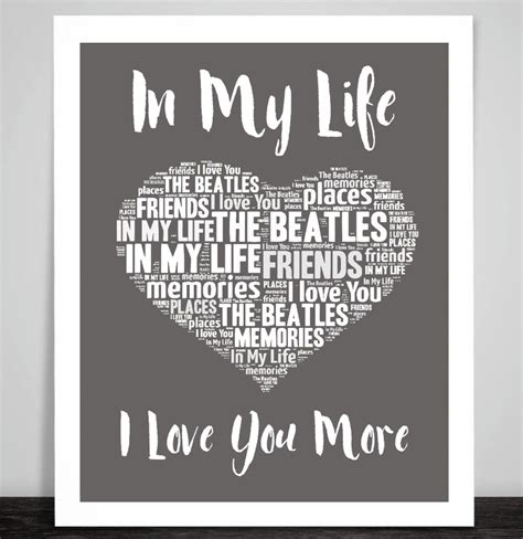 THE BEATLES in My Life Music Love Song Lyrics Heart Art - Etsy