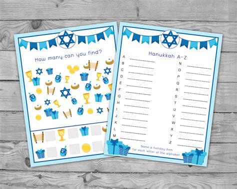 Printable Hanukkah Game Pack, Party Games, Chanukah Printable for Kids ...