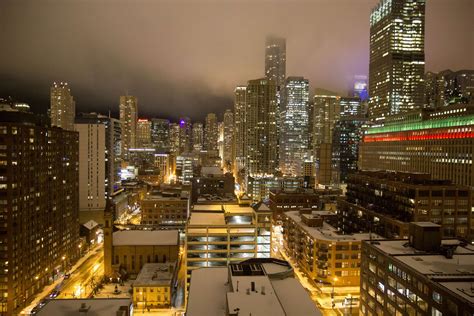 #chicago #christmas #christmas lights #city #cityscape #foggy #night #night lights | Visit ...