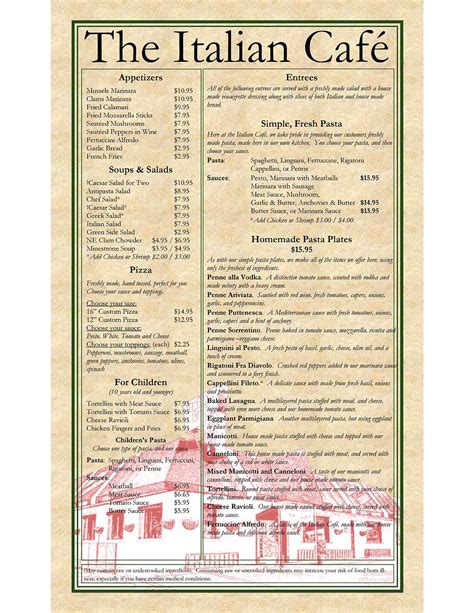 Menus | Italian Cafe