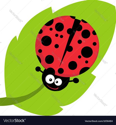 Happy cartoon ladybug on a leaf Royalty Free Vector Image