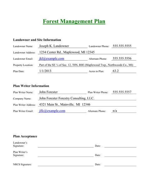 Forest Management Plan Example - DocsLib