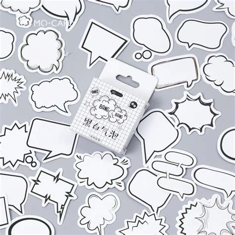 45PCS Cute Bullet Journal Stickers Child Scrapbooking Black And White Bubbles Diary Stickers ...