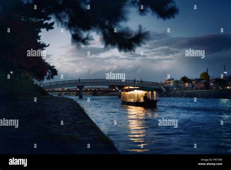 License and prints at MaximImages.com - Sightseeing pleasure cruise boat illuminated with lights ...