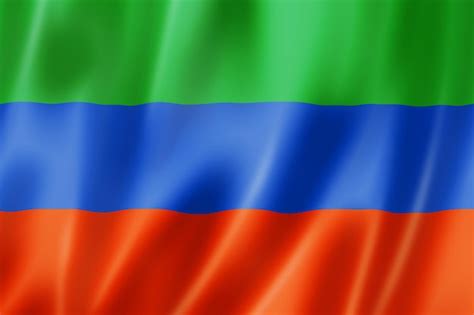 Premium Photo | Dagestan state - republic - flag, russia waving banner collection. 3d illustration