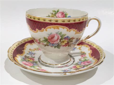 Foley Tea Cup and Saucer, Windsor Pattern, Antique Tea Cups, Red Cups, Vintage Tea Cup, Tea Set ...