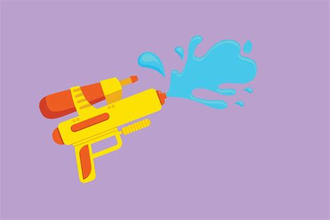 Character flat drawing of water gun splashed water for Songkran or Water Festival in Thailand ...