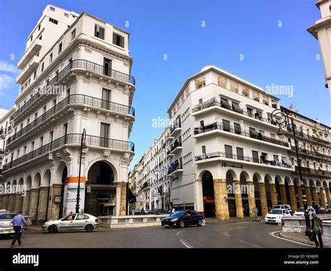 French colonial buildings in Algiers Algeria.Buildings are being ...