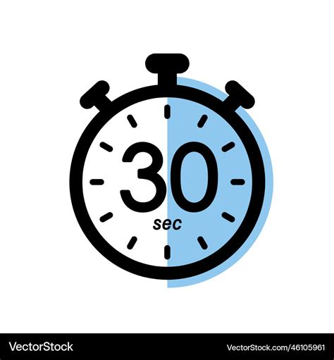 Thirty seconds stopwatch icon timer symbol 30 Vector Image