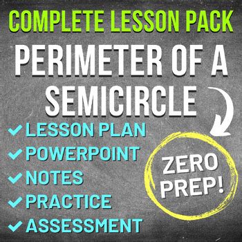 Perimeter of a Semicircle Worksheet Complete Lesson (NO PREP, KEYS, SUB PLAN)