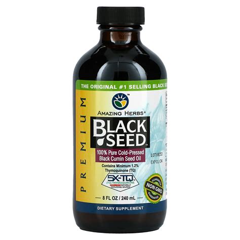 Amazing Herbs, Premium Black Seed, 100% Pure Cold-Pressed Black Cumin Seed Oil, 8 fl oz (240 ml)