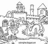 Castle And Dragon Coloring Pages sketch template
