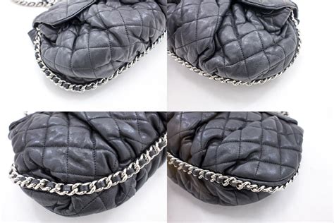 CHANEL Chain Around Shoulder Crossbody Bag Black Calfskin Leather For Sale at 1stDibs