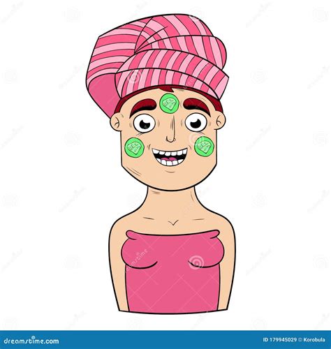 Girl with Cucumber Face Mask Stock Vector - Illustration of healthy, adult: 179945029