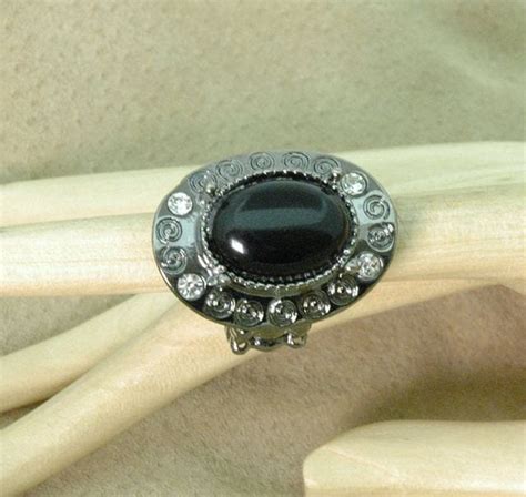 R018 – Black Oval Ring – Trisha Waldron Designs