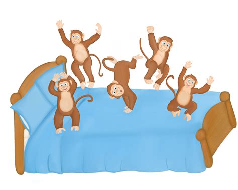 Five Cheeky Monkeys Jumping on the Bed on Behance