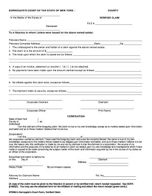 Nys Surrogate Court Verified Claim Form - CourtForm.net