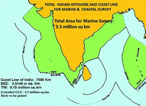 Schematic Map showing EEZ and TW Boundary of India | Download ...