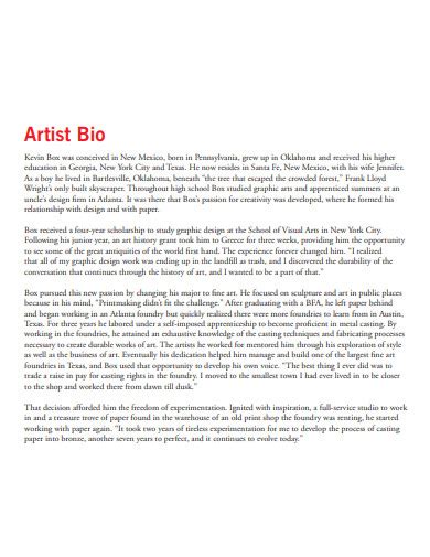 Artist Bio - 20+ Examples, Format, How to Write, PDF