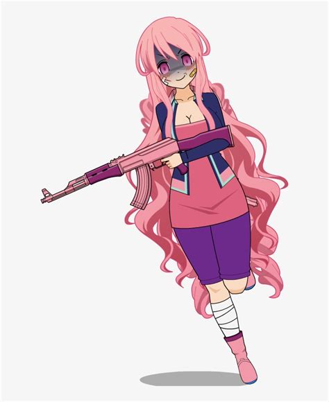 Gun Girl Pink - Anime Girl Yandere Gun PNG Image | Transparent PNG Free ...