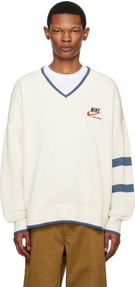 Nike: White Embroidered Sweater | SSENSE