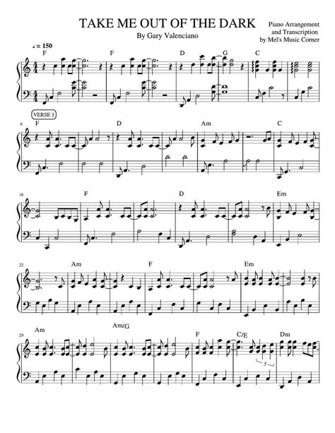 Gary Valenciano - Take Me Out of the Dark (piano sheet music) Sheet by ...