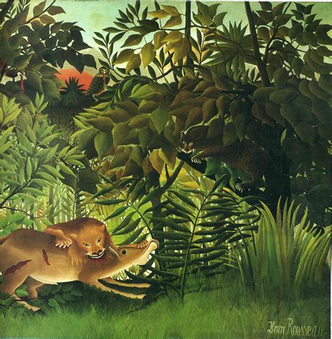 A Lion Devouring its Prey - Henri Rousseau - WikiArt.org - encyclopedia of visual arts