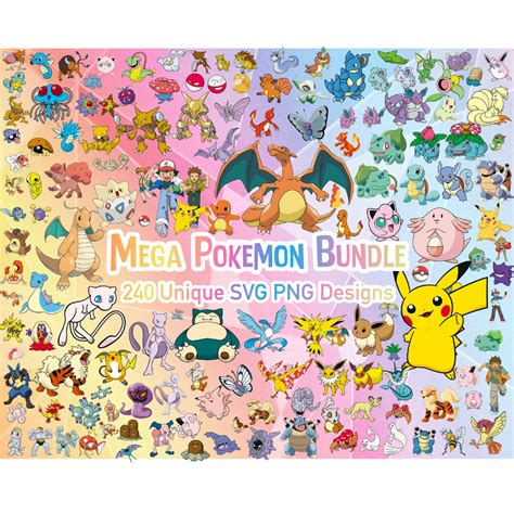 Pokemon Svg Bundle, Pokemon Svg, Pikachu Svg, Pokemon Clipar - Inspire Uplift