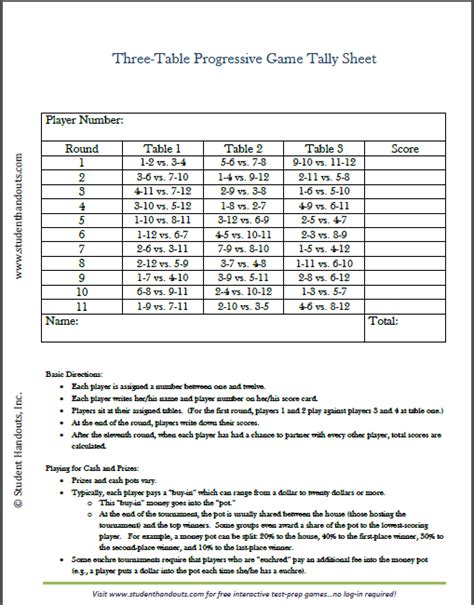 Printable 500 Card Game Score Sheet