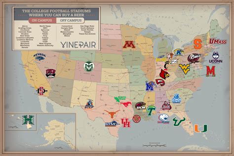 MAP: Every College Football Stadium Where You Can Buy A Beer | Football stadiums, Beer map, Map