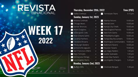 NFL WEEK 17 PICK’EMS - La Revista Binacional