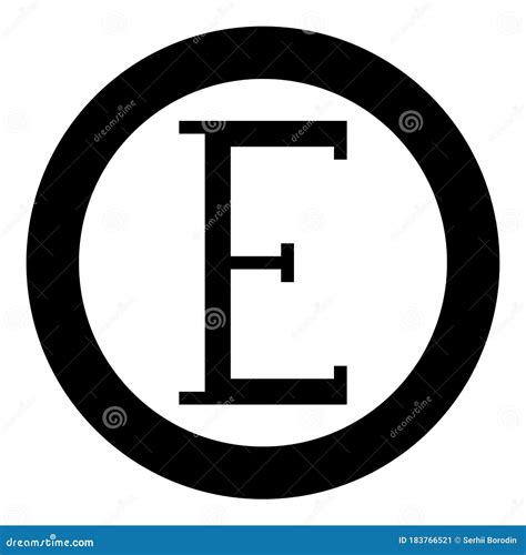 Epsilon Greek Symbol Capital Letter Uppercase Font Icon in Circle Round Black Color Vector ...