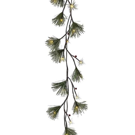 6 Foot Battery Operated Frosted Christmas Pine Garland with Clear LED Lights and Timer - CC1274B84HP