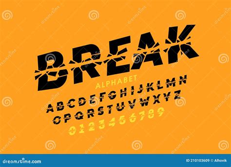 Broken style font stock vector. Illustration of letters - 210103609