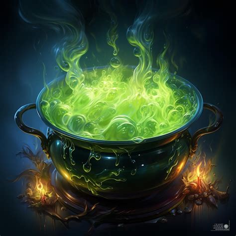 Premium Photo | A witch's cauldron bubbling green liquid