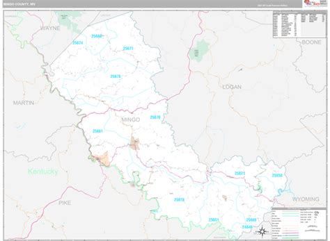 Mingo County, WV Wall Map Premium Style by MarketMAPS