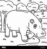 Hippo Coloring Page For Kids Stock Vector Image & Art  Alamy sketch template