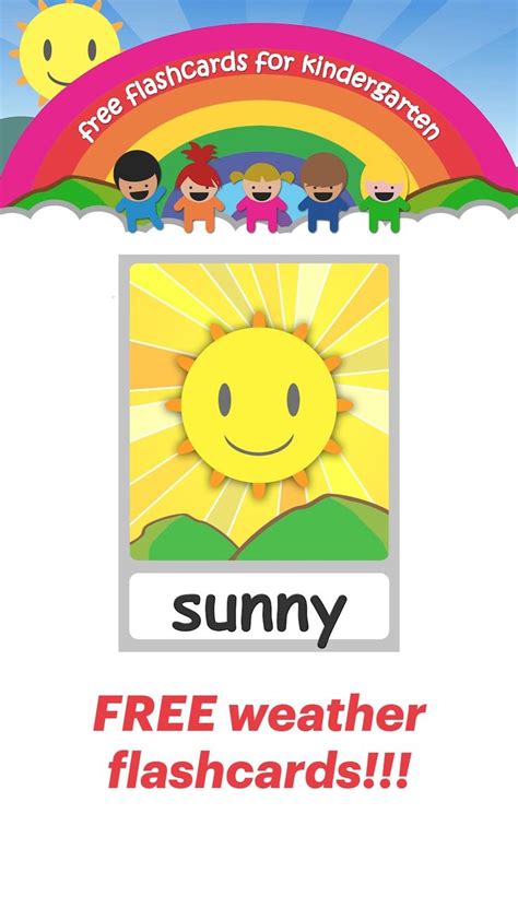 FREE weather flashcards!!! | Kindergarten activities, Learning weather, Flashcards