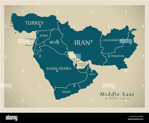 Modern Map - Middle East with countries illustration Stock Vector Image & Art - Alamy